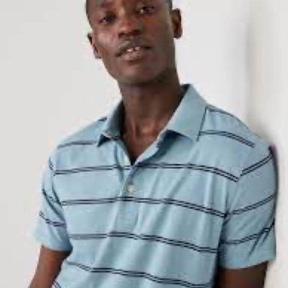 NEW Classic OLD NAVY  Fit Striped Jersey Polo for Men BLUE STRIPE L Large - Picture 5 of 13